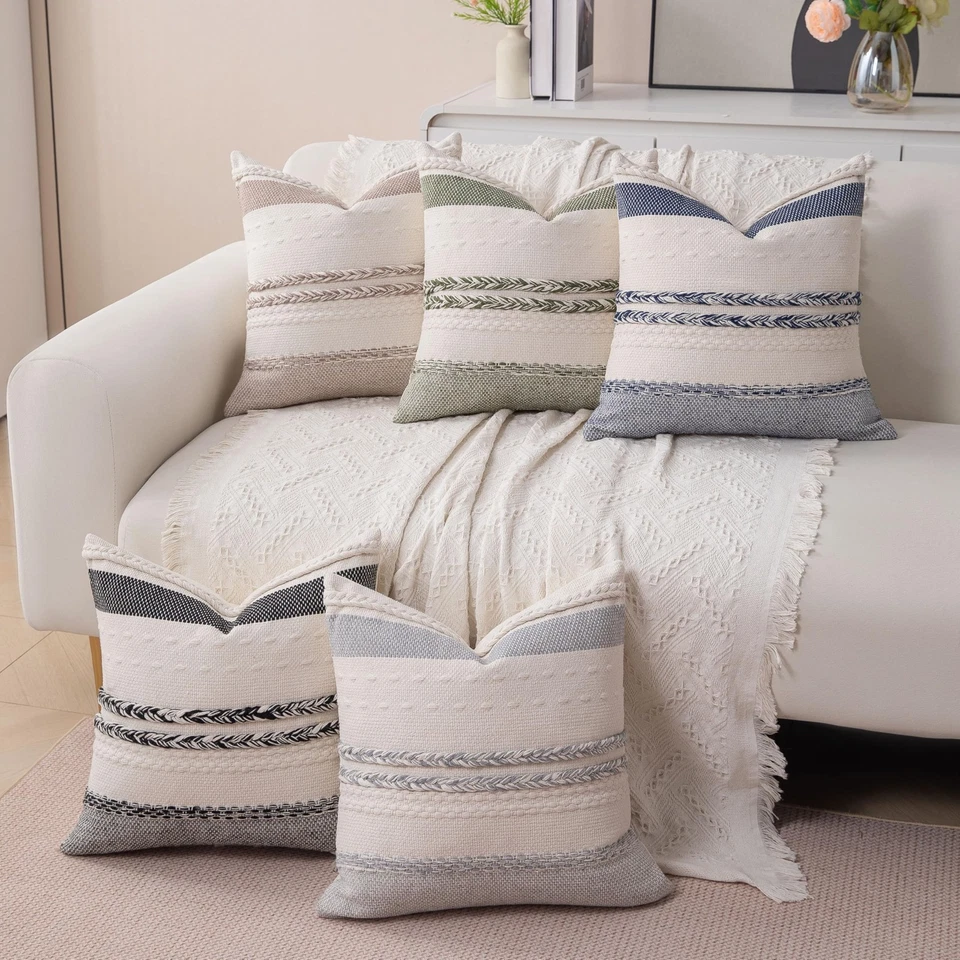 Decorative Boho Navy Blue Pillow Covers Set of 2-20x20 Inch Farmhouse Accent ... - Image 2 of 4