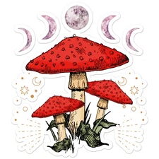 Shrooms Moon Mushrooms - Vinyl Decal Sticker - Car Window Laptop - ebn8731
