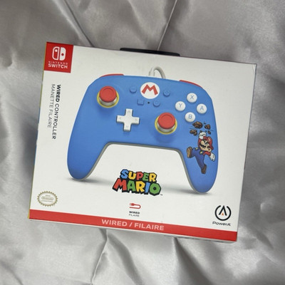 PowerA Brick Breaker Mario Wired Controller Blue Ergonomic Nintendo Switch