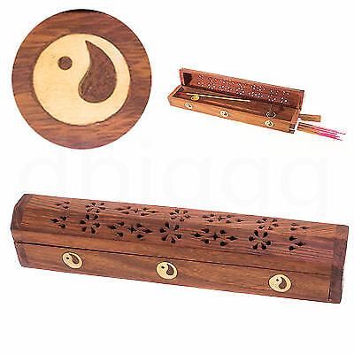 Räuchertruhe Sheesham Holz dreifach Yin Yang beidseitig Räucherstäbchenhalter Räuchertruhe Sheesham Holz dreifach Yin Yang beidseitig Räucherstäbchenhalter