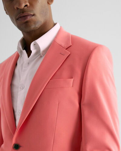 NEW EXPRESS $298 CORAL SLIM WOOL BLEND MODERN TECH SUIT JACKET SZ 38S - Picture 3 of 4