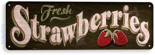 TIN SIGN Fresh Strawberries Kitchen Cottage Farm Farmhouse Sign A872 - Afbeelding 1 van 3