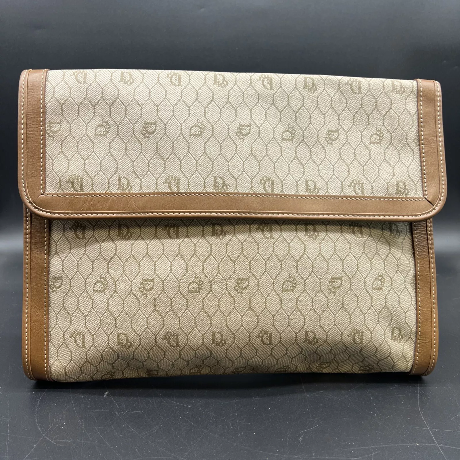 Authentique sac à main Christian DIOR beige nid d'abeille NS110393