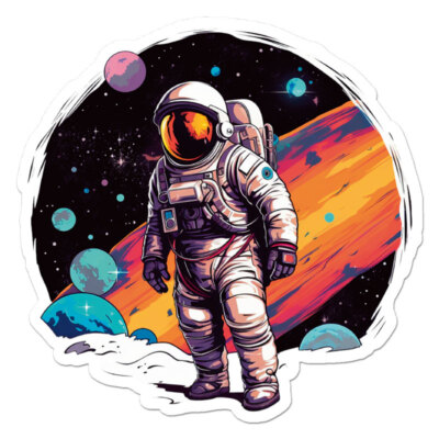 Spaceman Astronaut Planets, Vinyl Decal Sticker, Indoor Outdoor, 3 Sizes, #11732