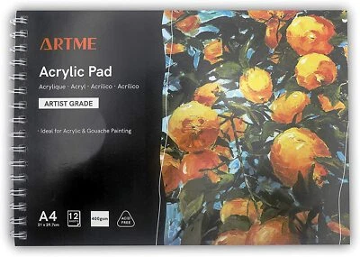 ARTME A5 A4 A3 Acrylic Pad x 12 Sheets 400gsm Extra Heavyweight Cold Pressed