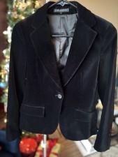 Theory Women's Black Velvet Cotton Blend Long Sleeve Blazer Jacket Size 0