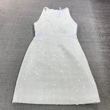 NEW Derek Lam 10 Crosby Dress Womens 4 White Serenity Sequin $595 MSRP Mini