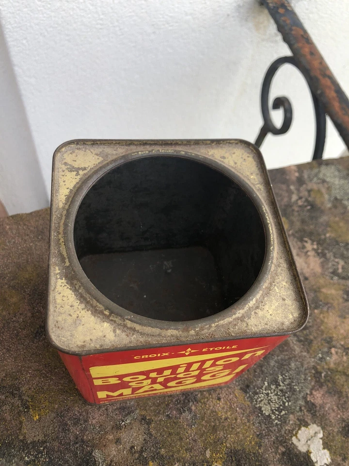 Ancienne Boite Métal Bouillon Gras MAGGI France vintage vtg 54 Etuis déco - Photo 4/4