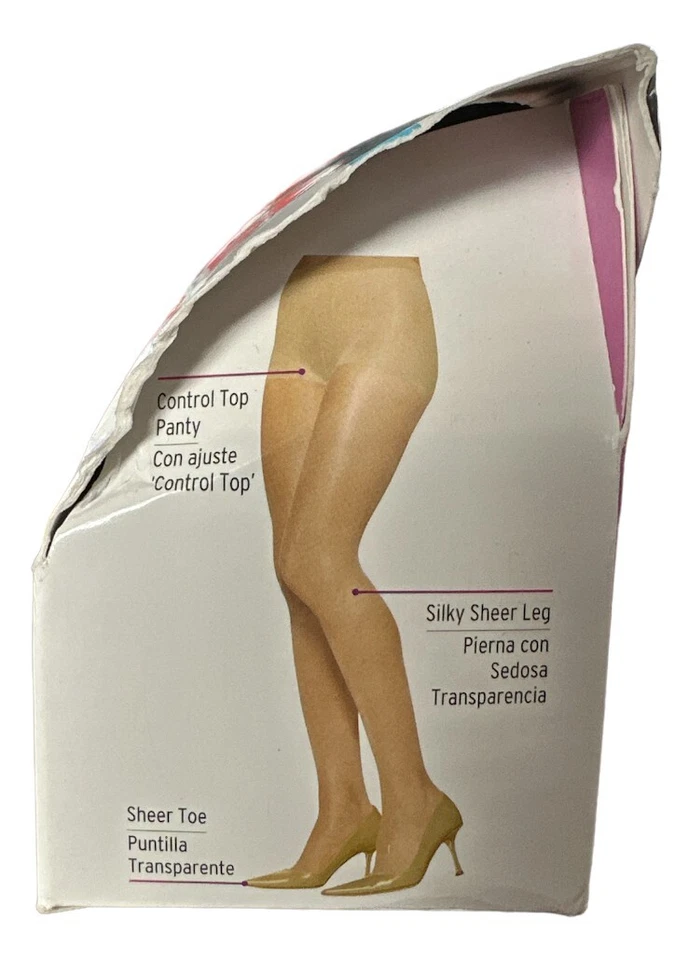 Panty Top L'eggs Para Mujer Silken Mist Sedoso Transparente Control Pierna, A (S) Negro Jet Foto 3 de 4