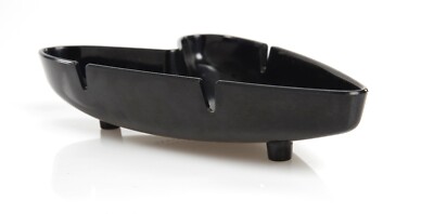Vintage Frank J.Curran MELAMINE Ashtray ~ BLACK ~ Made Downer Grove, ILL ~ USA