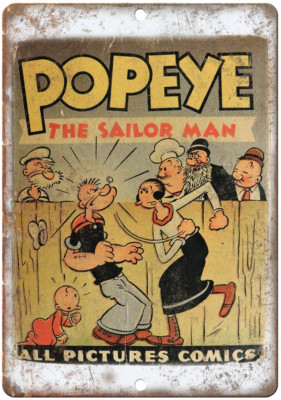 Popeye The Sailor Man Vintage Comic Art 12'' x 9'' Reproduction Metal Sign J228