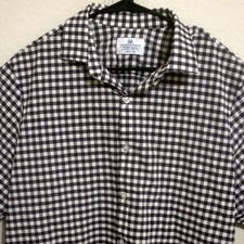 Mizzen Main Shirt Mens XL Long Sleeve Button Black White Checks Trim Fit