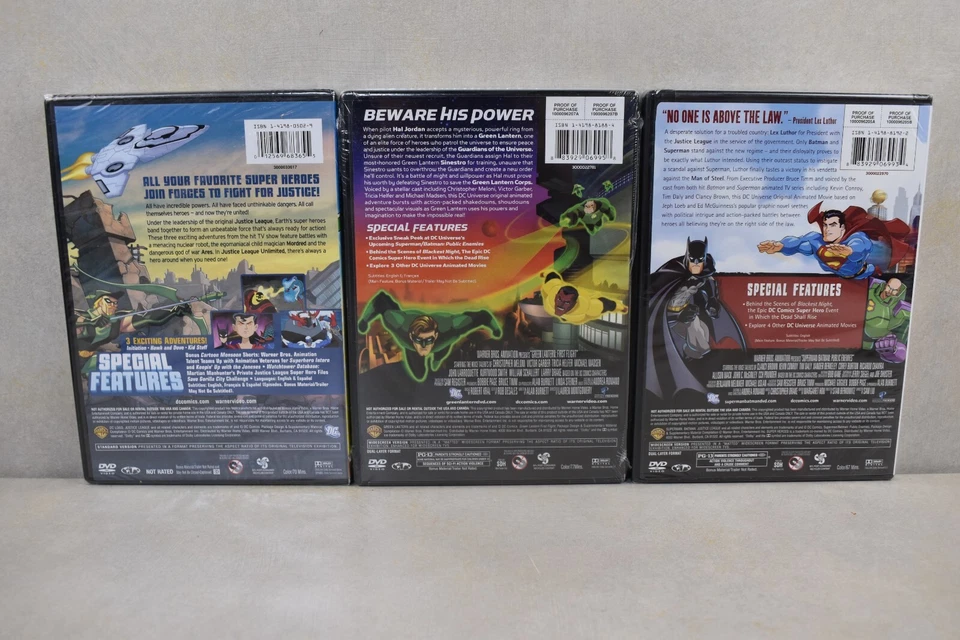 3 DC UNIVERSE DVD'S GREEN LANTERN (PROMO), SUPERMAN BATMAN, JUSTICE LEAGUE ~NEW~ - Image 2 of 2
