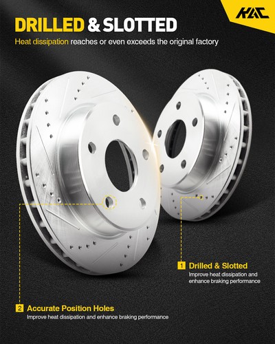 Rotores de disco perforados delanteros y pastillas de freno para Ford Mustang 2005-2010 54130 D1081 - Imagen 2 de 12