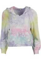 LOVESHACKFANCY CROPPED TIE DYED COTTON JERSEY HOODIE LARGE