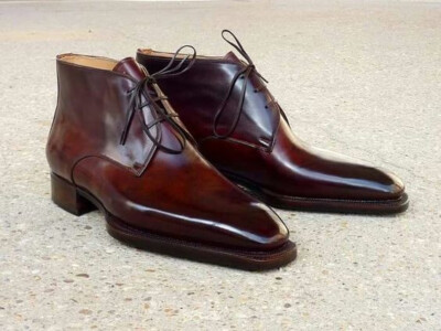 Bespoke New Men's Brown Leather Chukka Boot, Men's Lace Up Dress up Formal wear