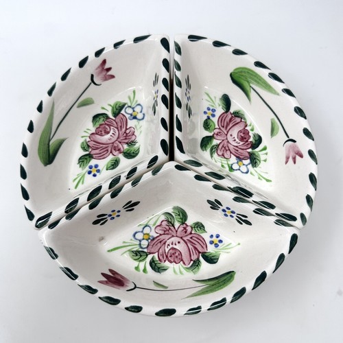Miniature Ceramic Serving Dishes W Wood Lazy Susan 4 Piece Vintage Cottagecore - Picture 2 of 10