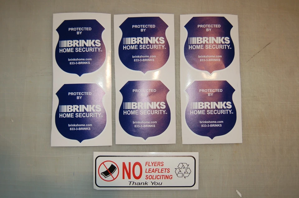 FREE SHIPING 6 Brinks NEW LOGO Home Alarm SECURITY WINDOW DOOR STICKER + BONUS - Изображение 4 из 4