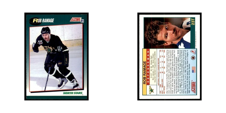 1991 Score Rookie and Traded Rob Ramage Minnesota North Stars #23T - Image 3 of 3