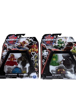 Pack Of 2 Bakugan Street Brawl Mantid, Bruiser, Nillious & Dragonoid Toy Figures