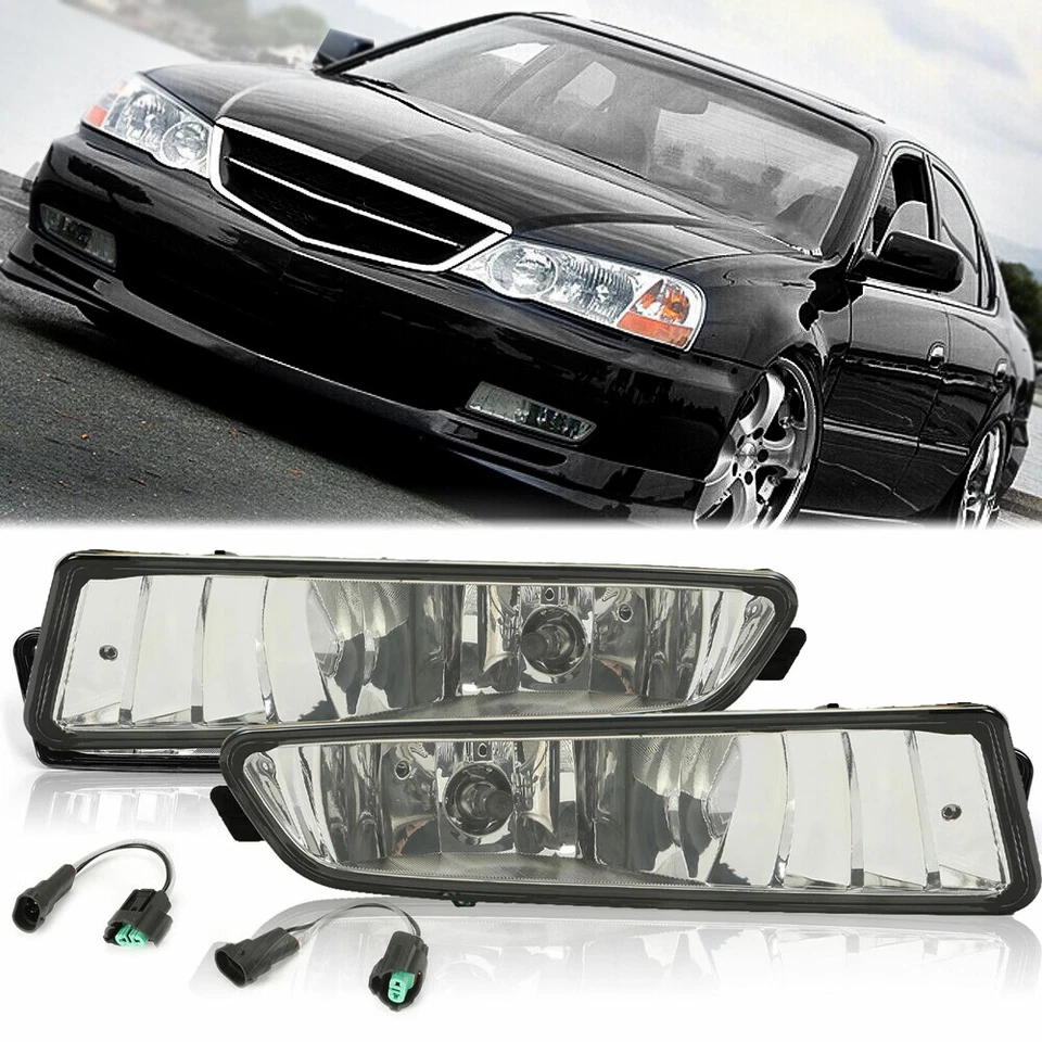 Par de luces antiniebla de parachoques luces de conducción + bombillas de repuesto para Acura TL 2002-2003 Foto 3 de 4