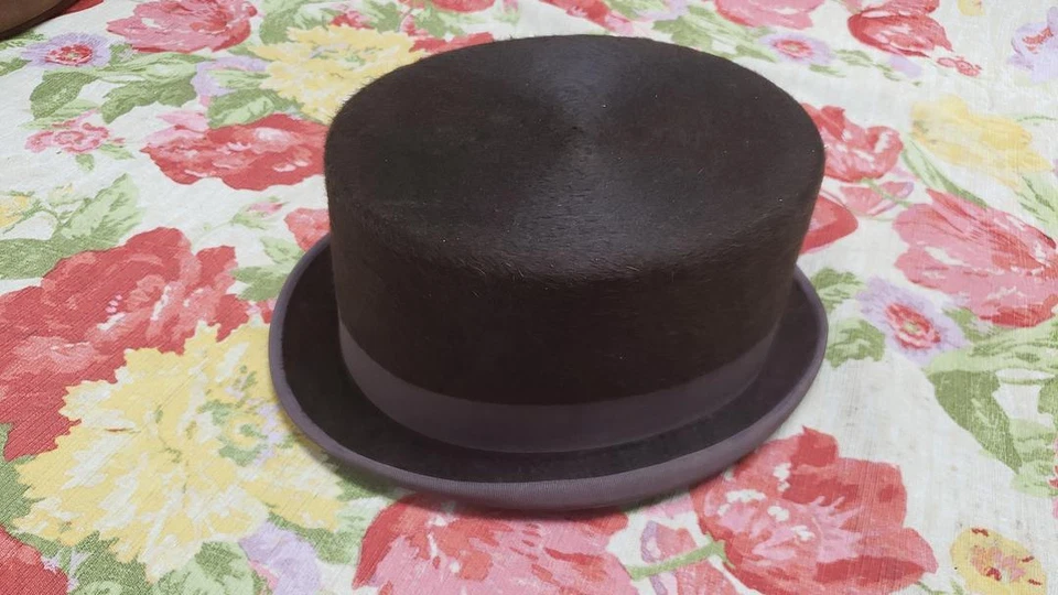 NUEVO SOMBRERO DE COPA NEGRO DE PIEL DE CASTOR MEYERS SHOW DOMA HACK INGLÉS TALLA 6 7/8 Foto 2 de 4