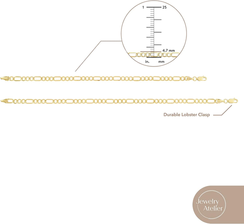 Gold Filled Chain Bracelet Collection - 14K Solid Yellow Gold Filled Figaro Chai - Picture 6 of 12