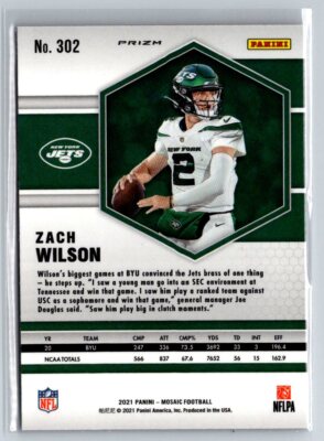 2021 Panini Mosaic #302 Zach Wilson Prizm Reactive Orange | eBay