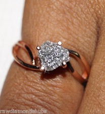 1.25 cts Natural Gray rough diamond ring, raw diamond Solitaire ring, 925 silver