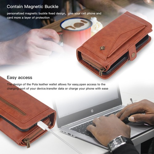 Removable Zipper Wallet Leather Case For iPhone 14 16 Pro Max 13 12 11 XR 7 8+ - Picture 41 of 51