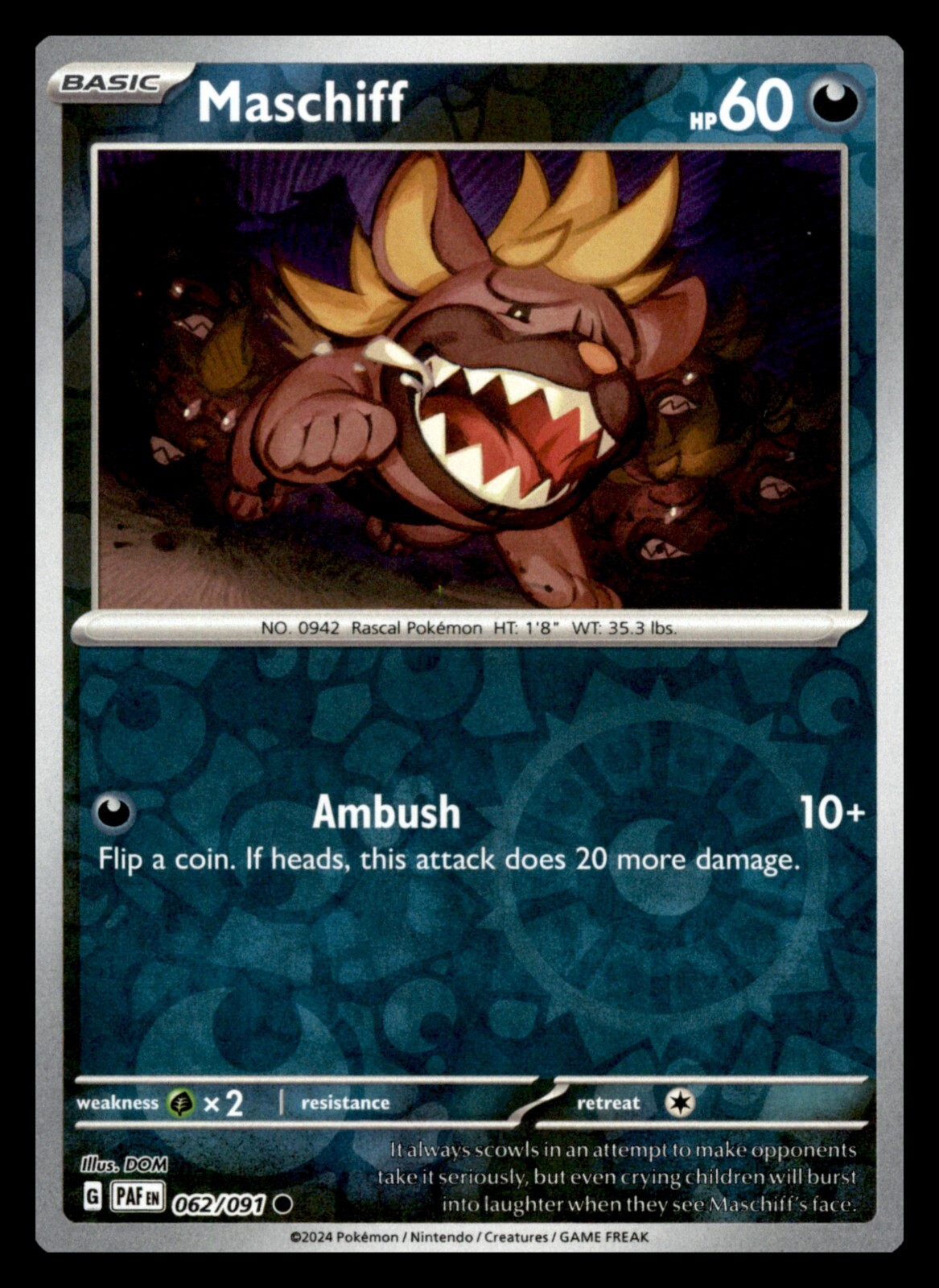Maschiff [Reverse Holo] #62 Pokemon Paldean Fates 368