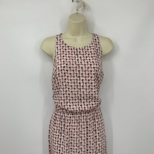 Club Monaco silk maxi dress shift pink blue floral long sleeveless white 4 - Picture 2 of 4