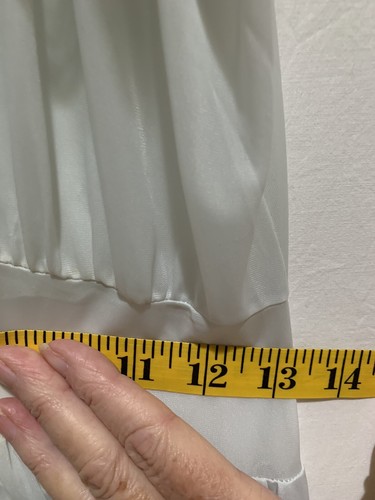 ❤️Vintage 1940s 50s Nightgown Small Sheer Pleated Ruffle Hem Blue Nylon Lace - Picture 8 of 14