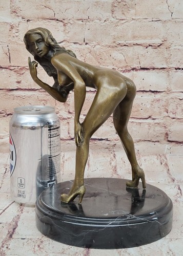 FIRMADO DECO BRONCE ESCULTURA CUBISMO NIÑA DESNUDA ARTE MODERNO ABSTRACTO ESTATUA VENTA - Imagen 2 de 10
