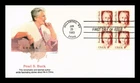 DR JIM STAMPS US COVER PEARL S BUCK GREAT AMERICANS FDC BLOCK FLEETWOOD