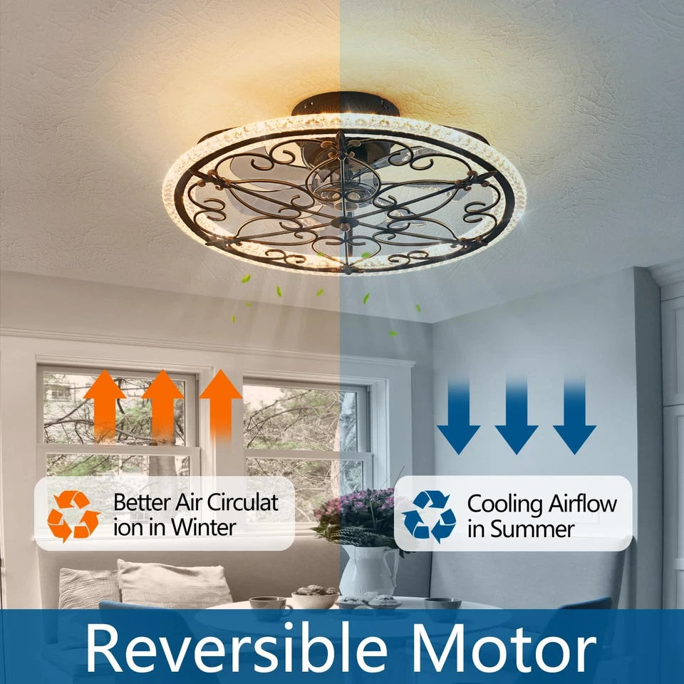 Rustic Black Caged Ceiling Fan with Light Farmhouse Caged Ceiling Fan with Re... - Image 4 of 4