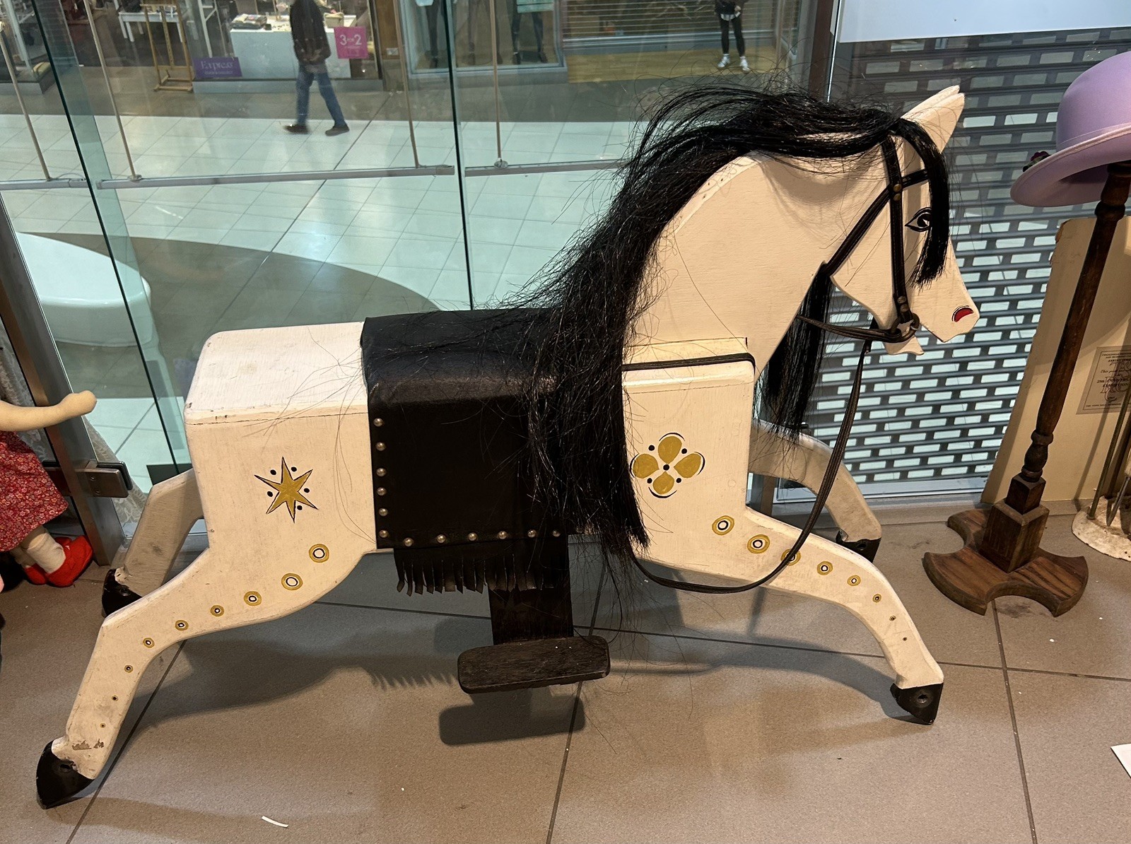Vintage Wooden Rocking Horse on Stand 2