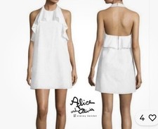 Alice and Olivia Women’s Gwenie Ruffle Halter Dress in White Size Medium OT