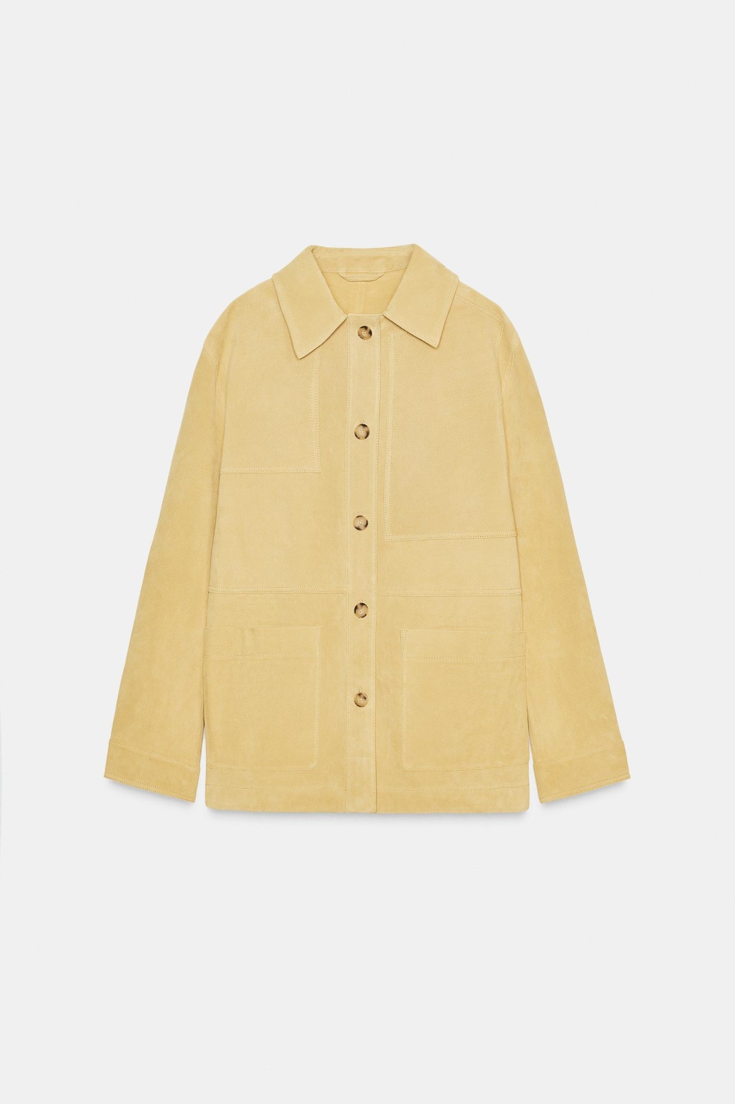 New Zara Women 100% Suede Leather Jacket M 4341/744 Champagne coat outerwear