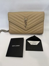 ysl monogram large wallet on chain Beige -slightly used comes with receipt 