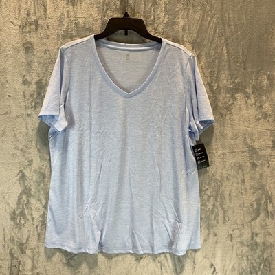 ID Ideology Women's Top Short Sleeve Blue 1X Workout Performance Athletic Gym