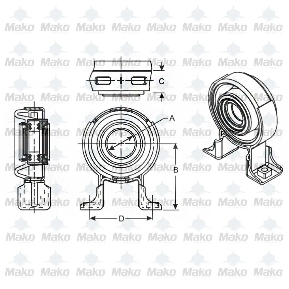 Soporte central del eje de transmisión Spicer X-10012-00 1995-2005 Merc/Dodge Sprinter Foto 2 de 2