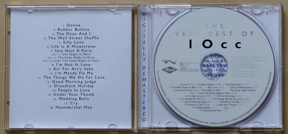 The Very Best Of 10cc 1997 CD Mercury Records Digitally Remastered Topzustand - Bild 3 von 3