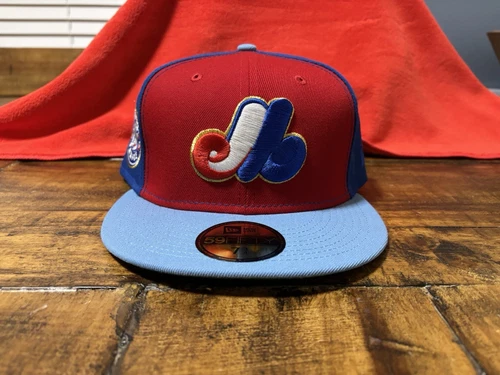 MyFitteds Montreal Expos 25th Anniversary Red Blue New Era Fitted 7 3/4 Green UV