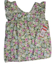 Cat and Jack Light Olive Floral Large Girls' Short Sleeve Shirt NWT 11A30