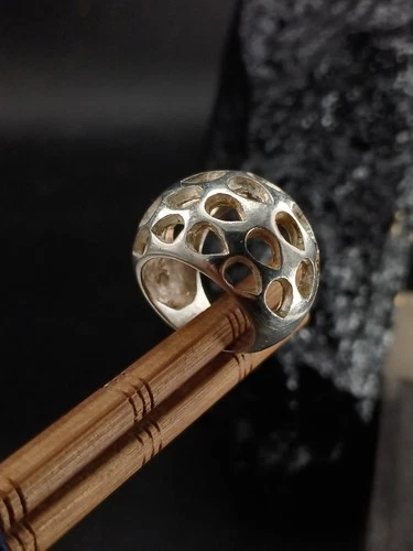 Vintage XL Heavy Silver Modernist Cutwork Signet Ring  Size O`15g