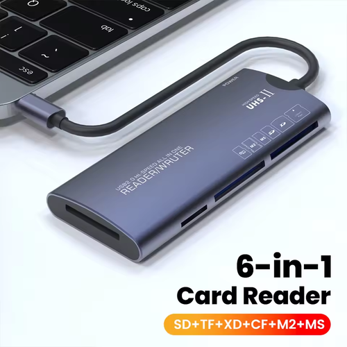 USB-C Kartenleser Speicherkartenleser Kartenlesegerät MicroSD/SD/TF/XD/CF/M2/MS - Bild 4 von 8