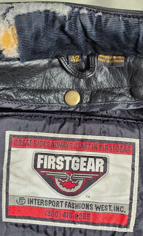 Vintage FIRSTGEAR Men's Black Motorcycle Leather Jacket Size 42 - Image 2 of 4