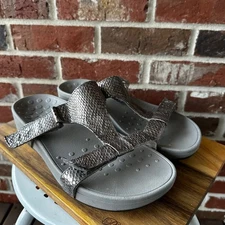 Vionic Ellie Metallic Snake Embossed Comfort Sandals Women's Size 10 Wide