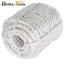 Braided Rope White,Red Lightweight High Strength 2038lbs Rigging 3/4 "x 100'